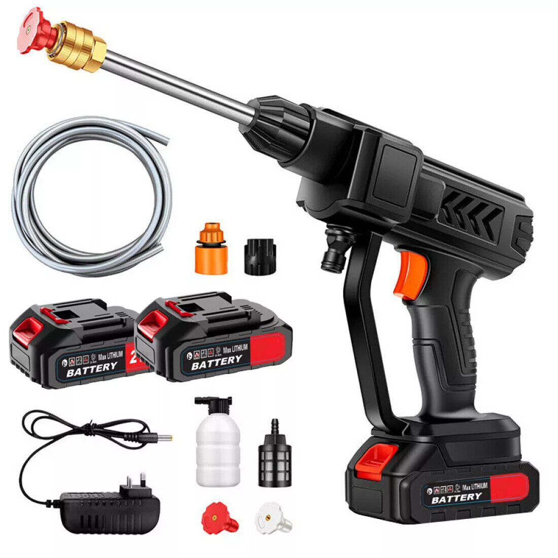 2 Batteries Cordless Car High Pressure Washer Jet Water Wash Cleaner G ...